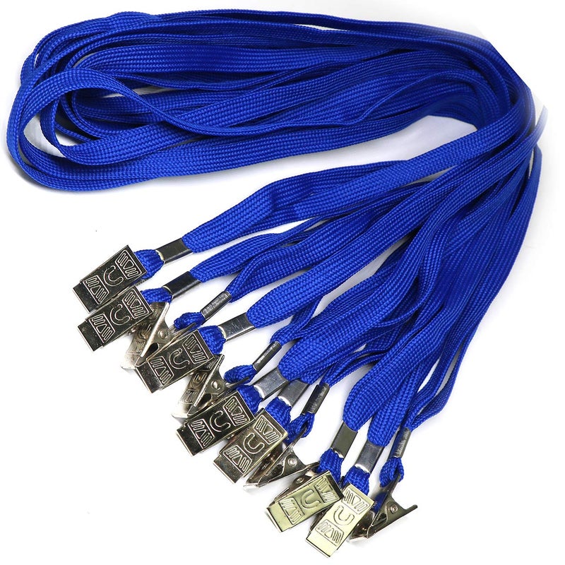 Beebel Lanyard 100 Pack Blue Badge Lanyards Flat Lanyards Round 32" with Badge Clip - Image 4